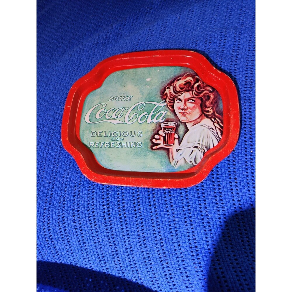 Coca Cola Metal Advertising Tray - Woman